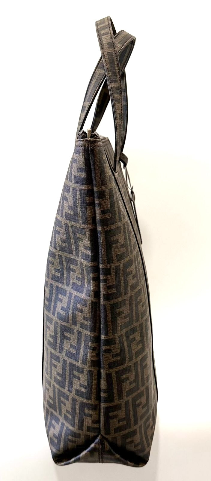 FENDI ZUCCA COATED CANVAS VERTICAL TOTE BAG
