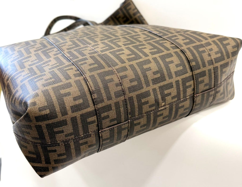 FENDI ZUCCA COATED CANVAS VERTICAL TOTE BAG