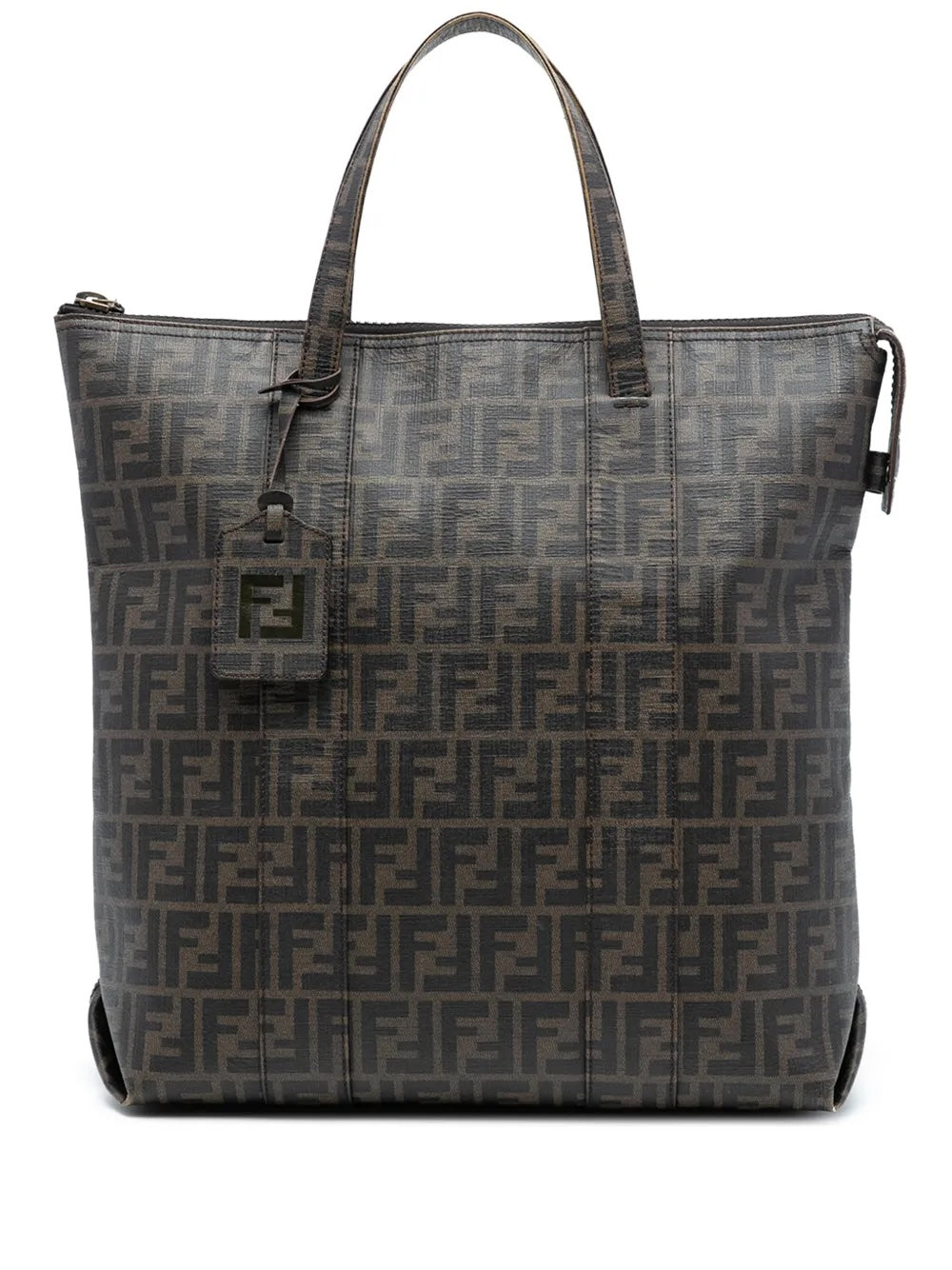 FENDI ZUCCA COATED CANVAS VERTICAL TOTE BAG