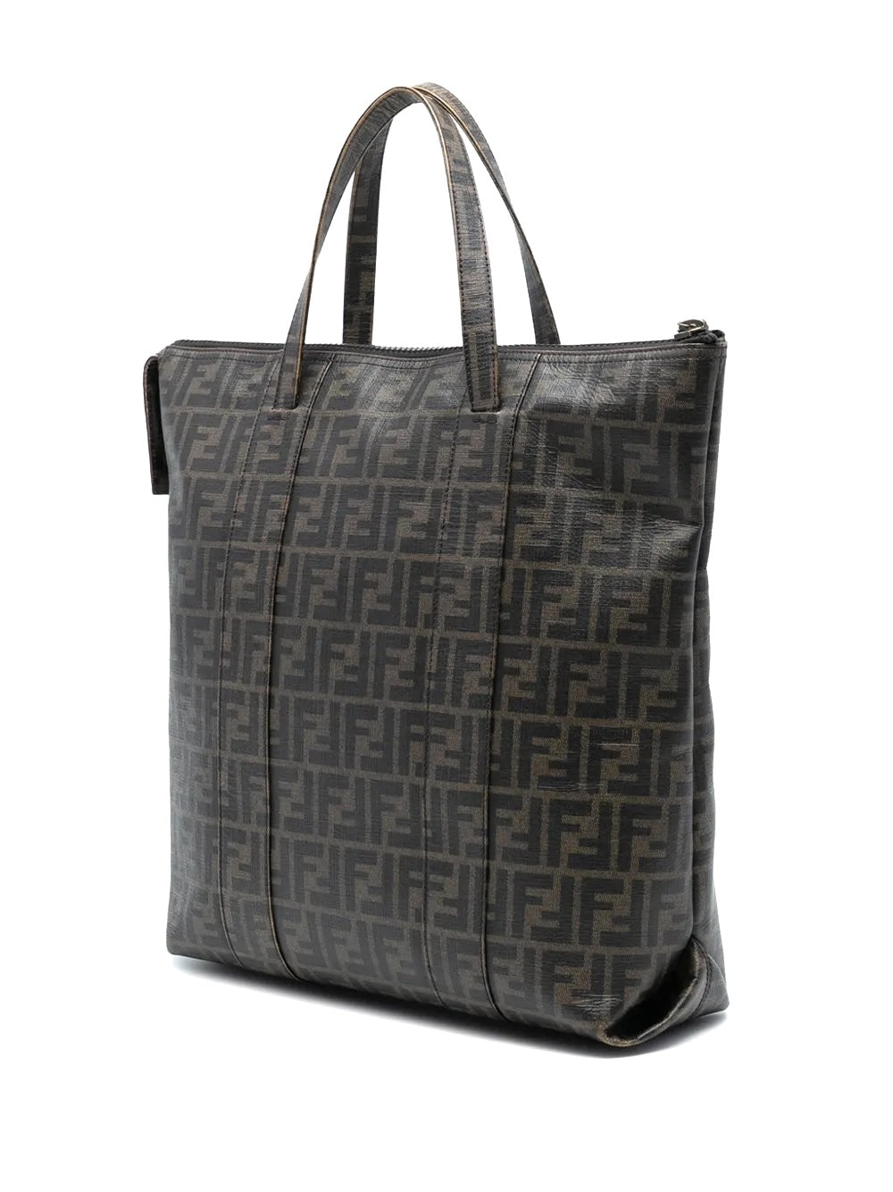 FENDI ZUCCA COATED CANVAS VERTICAL TOTE BAG