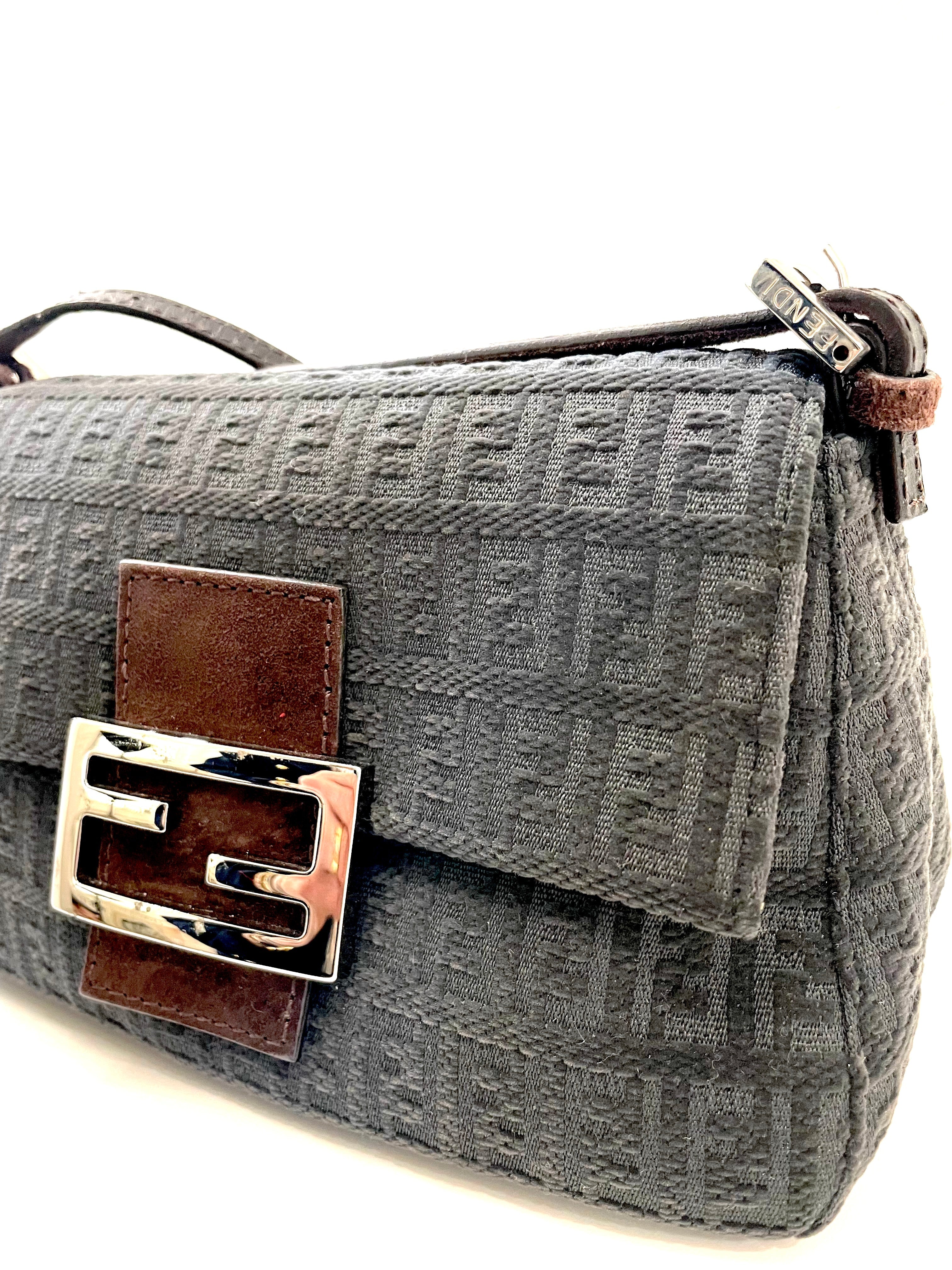 FENDI FF ZUCCHINO VINTAGE MINI BAGUETTE SHOULDER BAG
