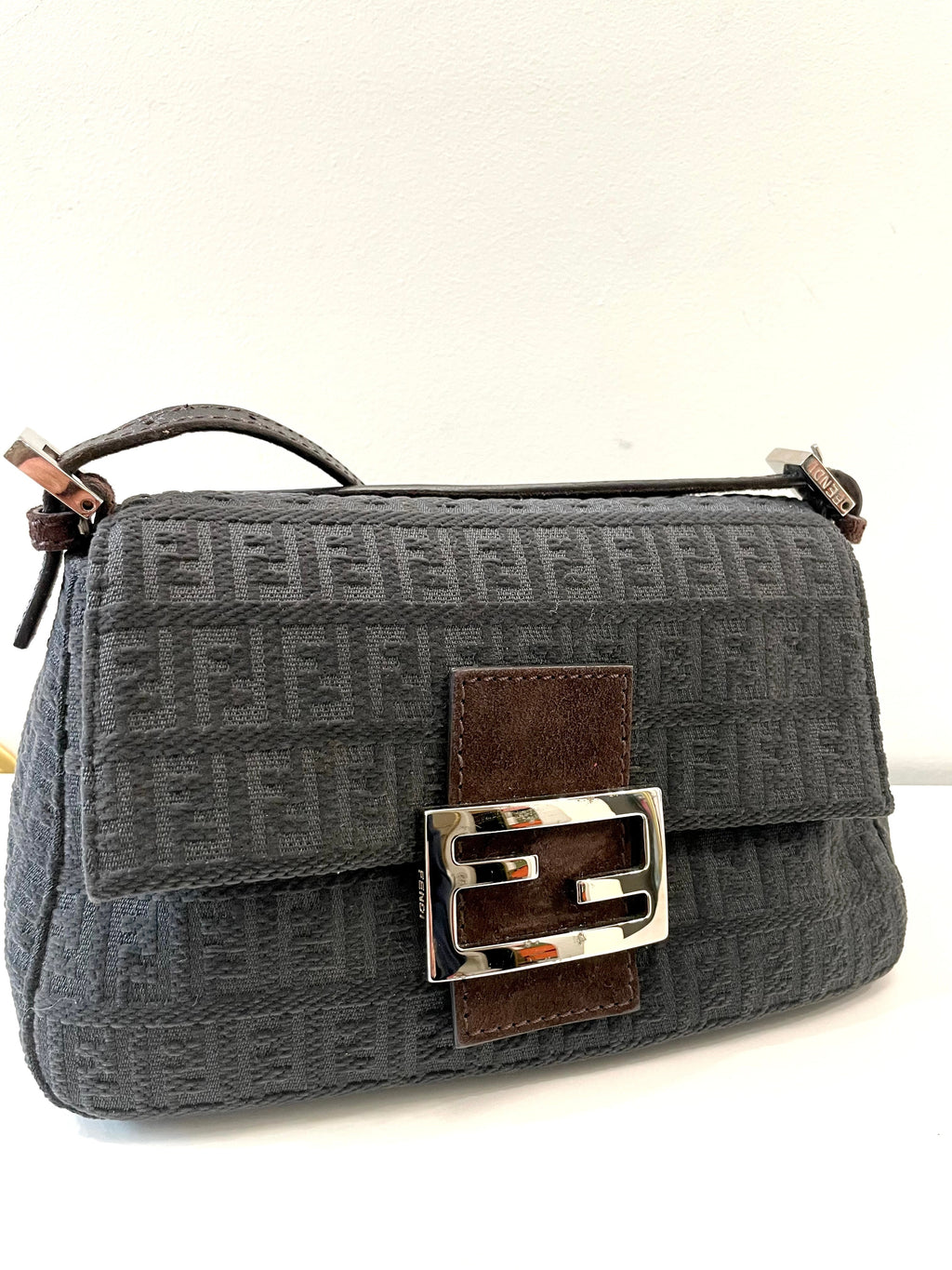 FENDI FF ZUCCHINO VINTAGE MINI BAGUETTE SHOULDER BAG