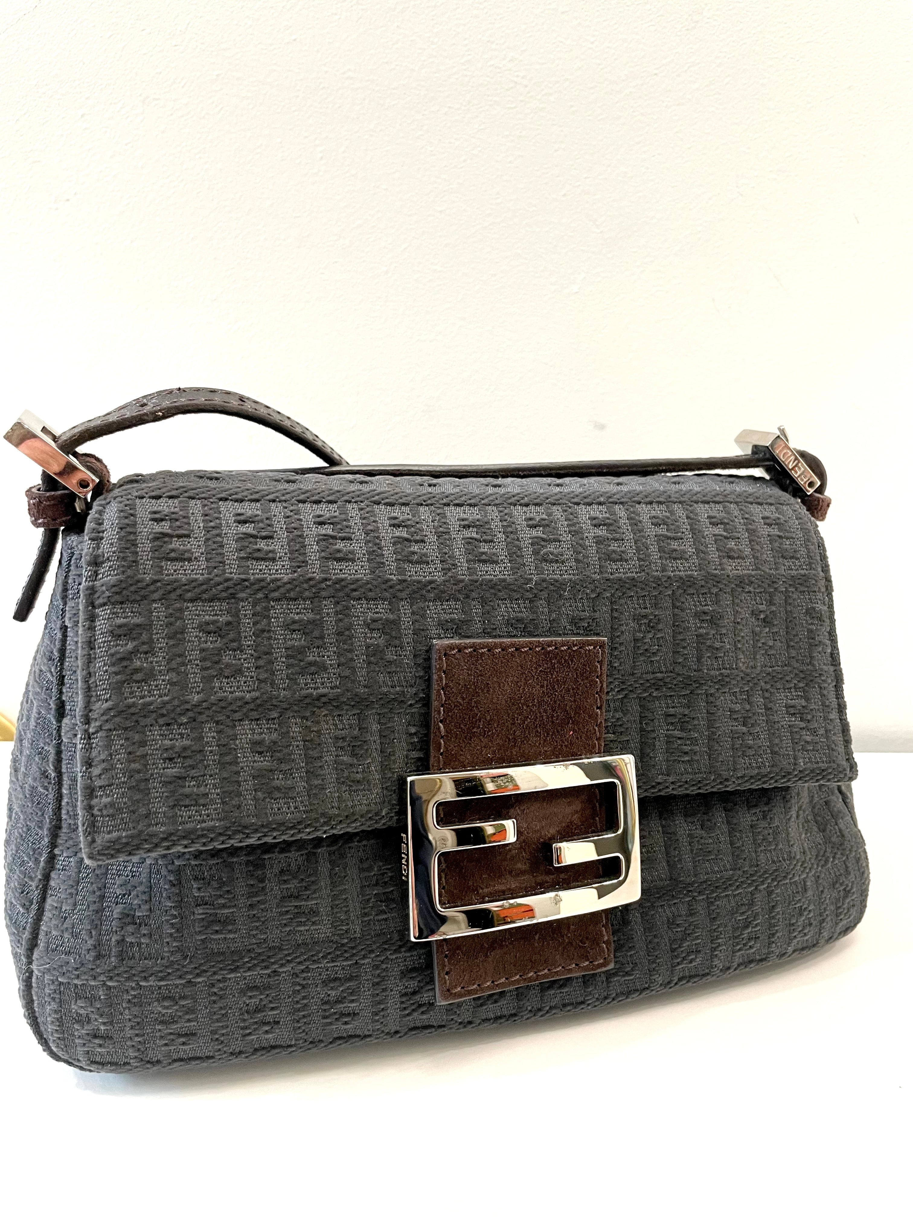 FENDI FF ZUCCHINO VINTAGE MINI BAGUETTE SHOULDER BAG