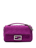 FENDI ZUCCA EMBOSSED FABRIC CHAIN MIDI BAGUETTE HANDBAG