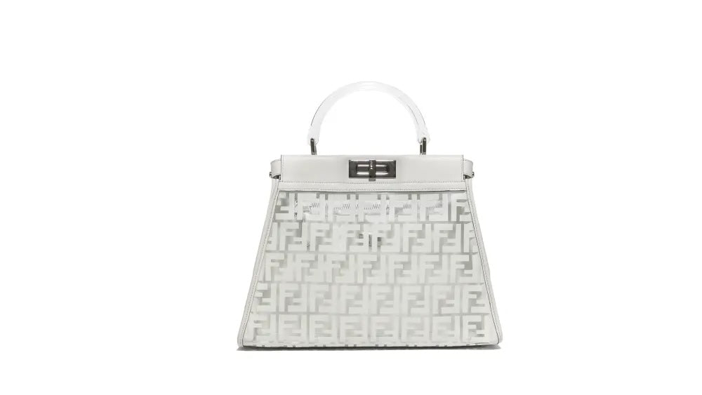 FENDI PEEKABOO FF ZUCCA CLEAR PVC CALFSKIN LEATHER SHOULDER BAG