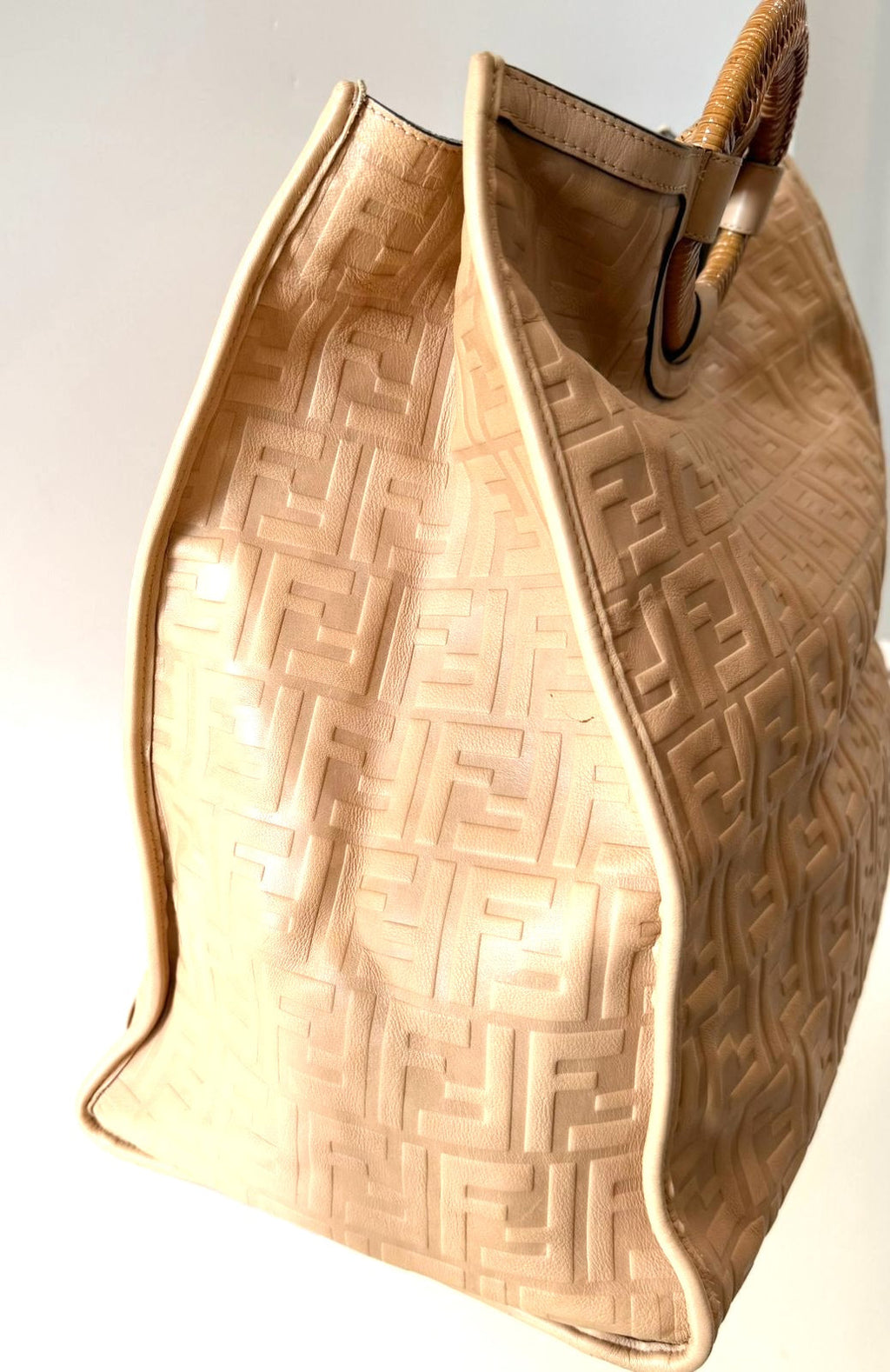 FENDI RUNWAY COLLECTION FF EMBOSSED CALFSKIN SHOPPER TOTE BAG