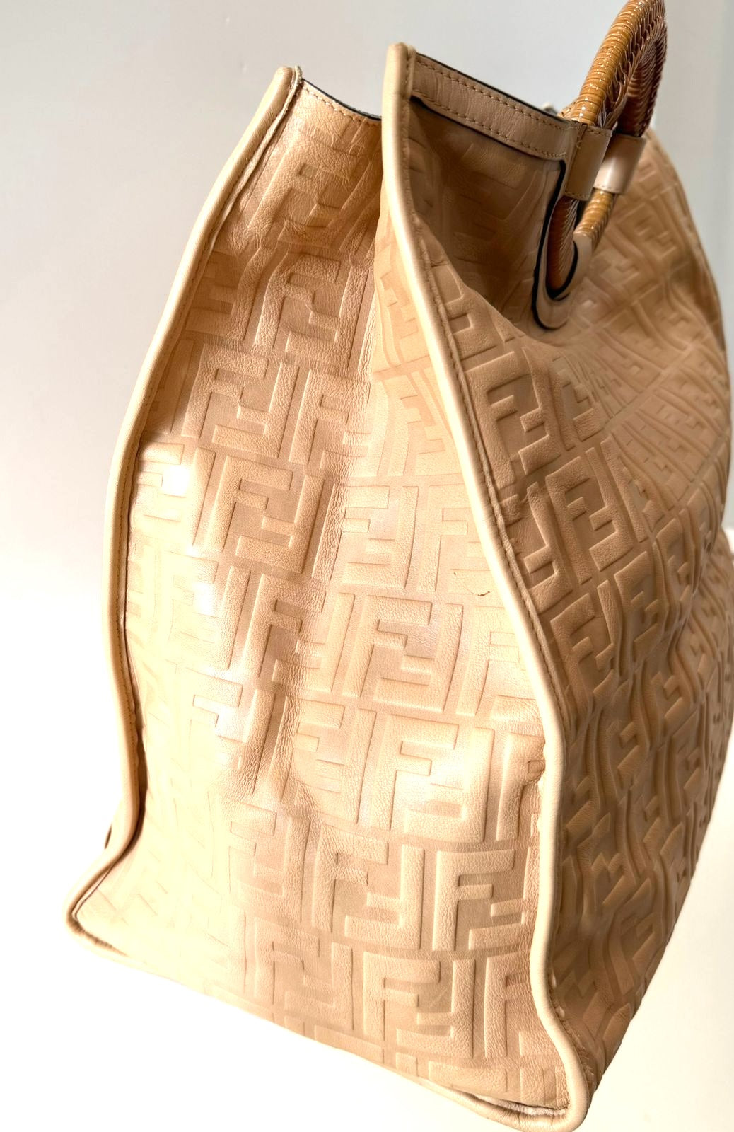 FENDI RUNWAY COLLECTION FF EMBOSSED CALFSKIN SHOPPER TOTE BAG