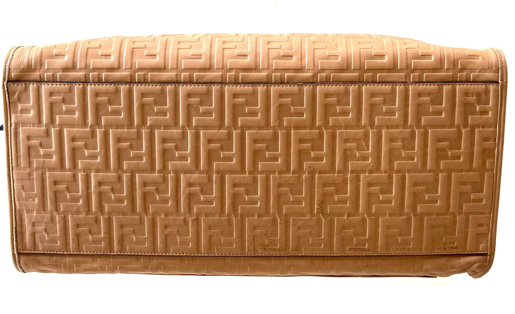 FENDI RUNWAY COLLECTION FF EMBOSSED CALFSKIN SHOPPER TOTE BAG