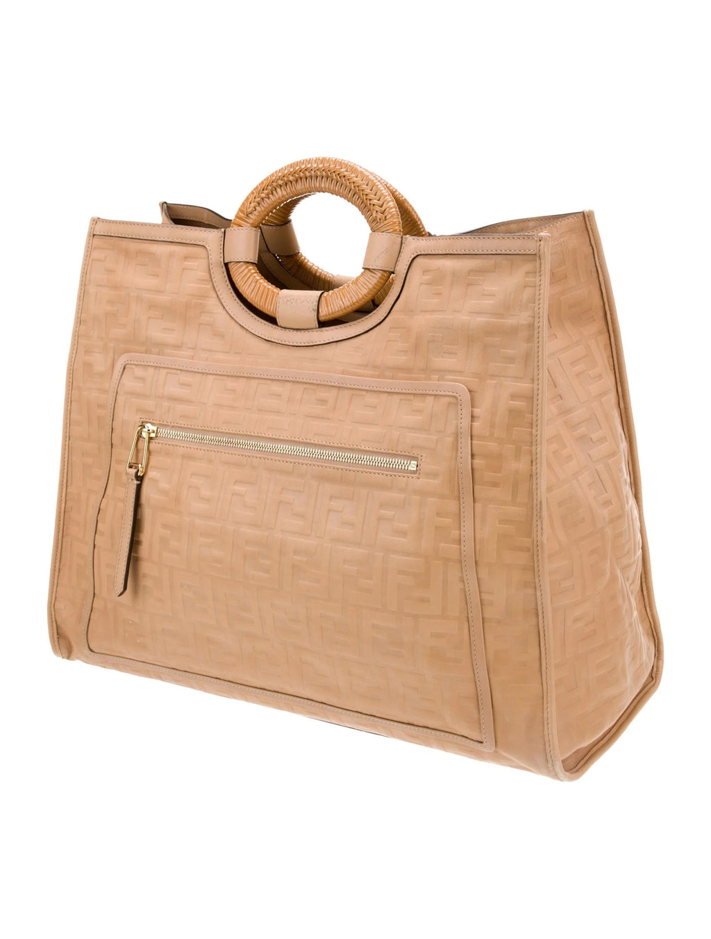 FENDI RUNWAY COLLECTION FF EMBOSSED CALFSKIN SHOPPER TOTE BAG