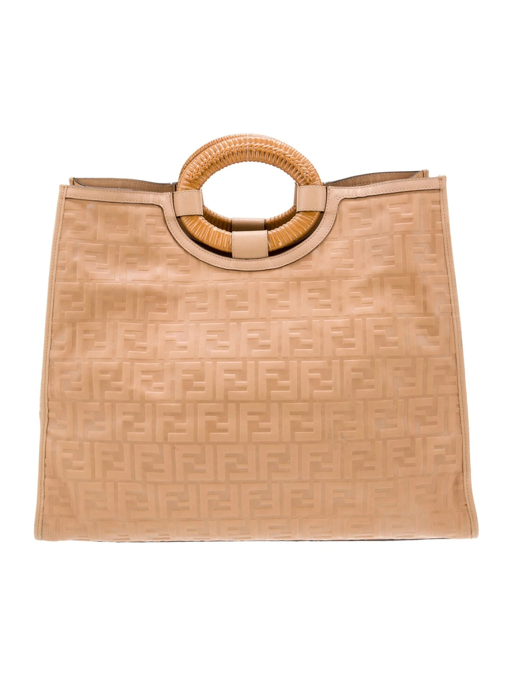 FENDI RUNWAY COLLECTION FF EMBOSSED CALFSKIN SHOPPER TOTE BAG