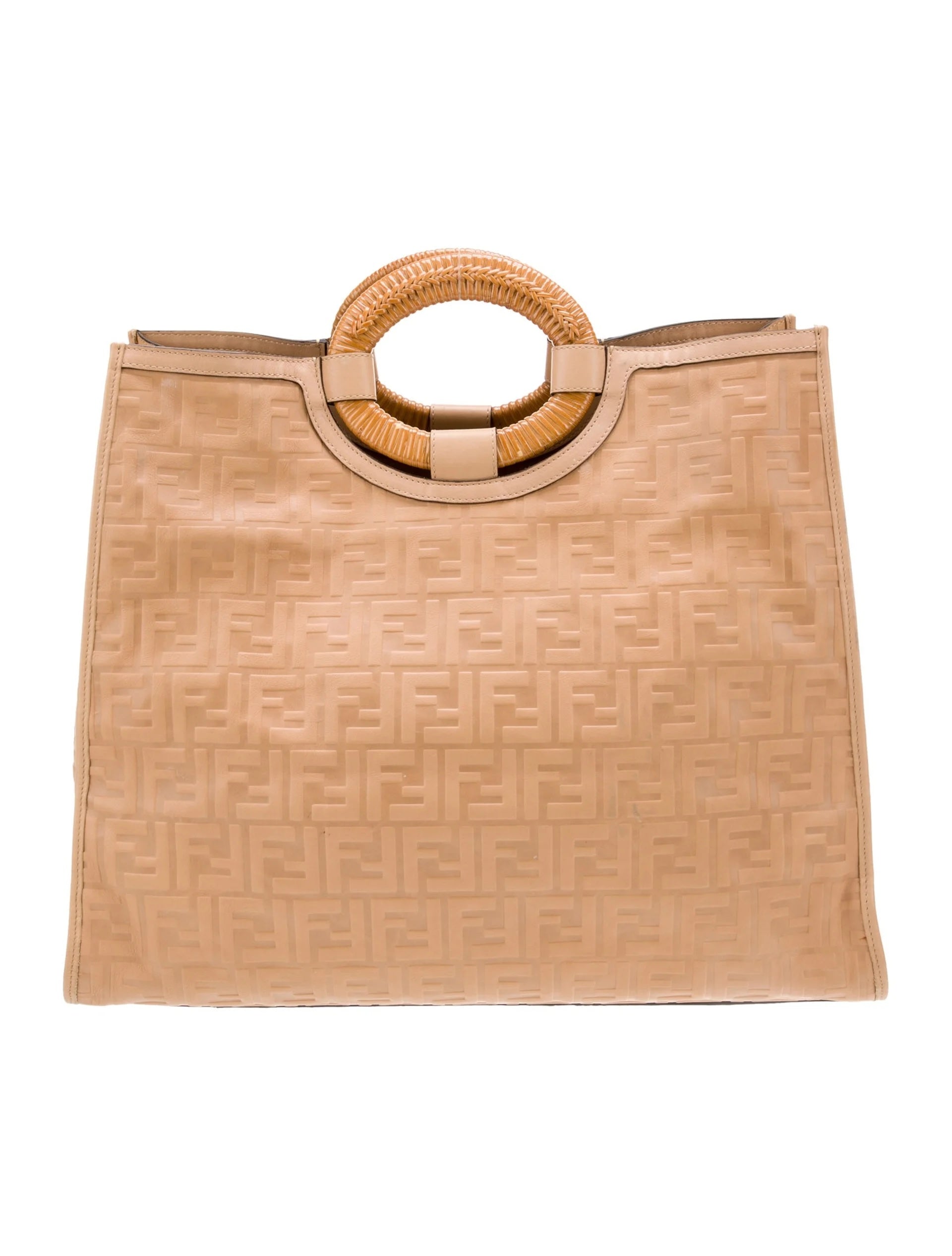 FENDI RUNWAY COLLECTION FF EMBOSSED CALFSKIN SHOPPER TOTE BAG
