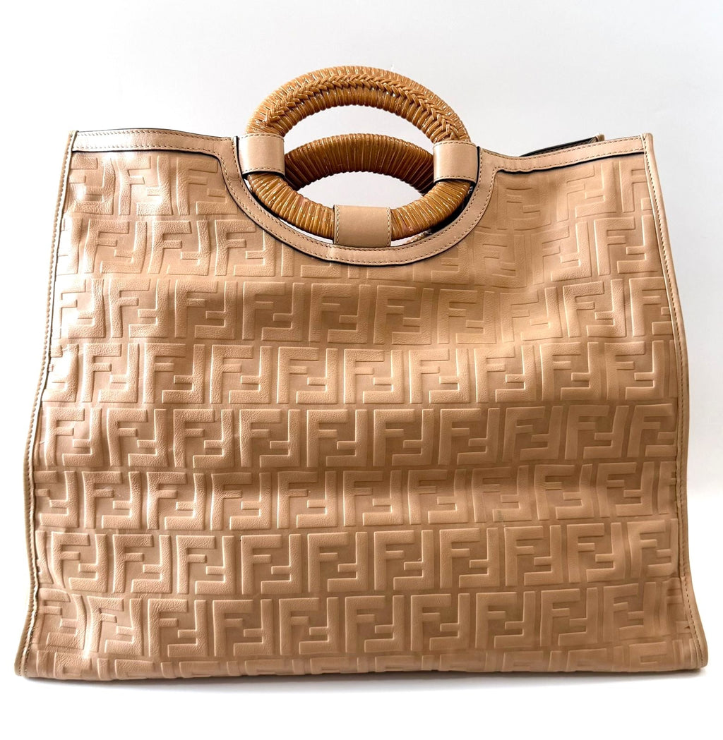 FENDI RUNWAY COLLECTION FF EMBOSSED CALFSKIN SHOPPER TOTE BAG