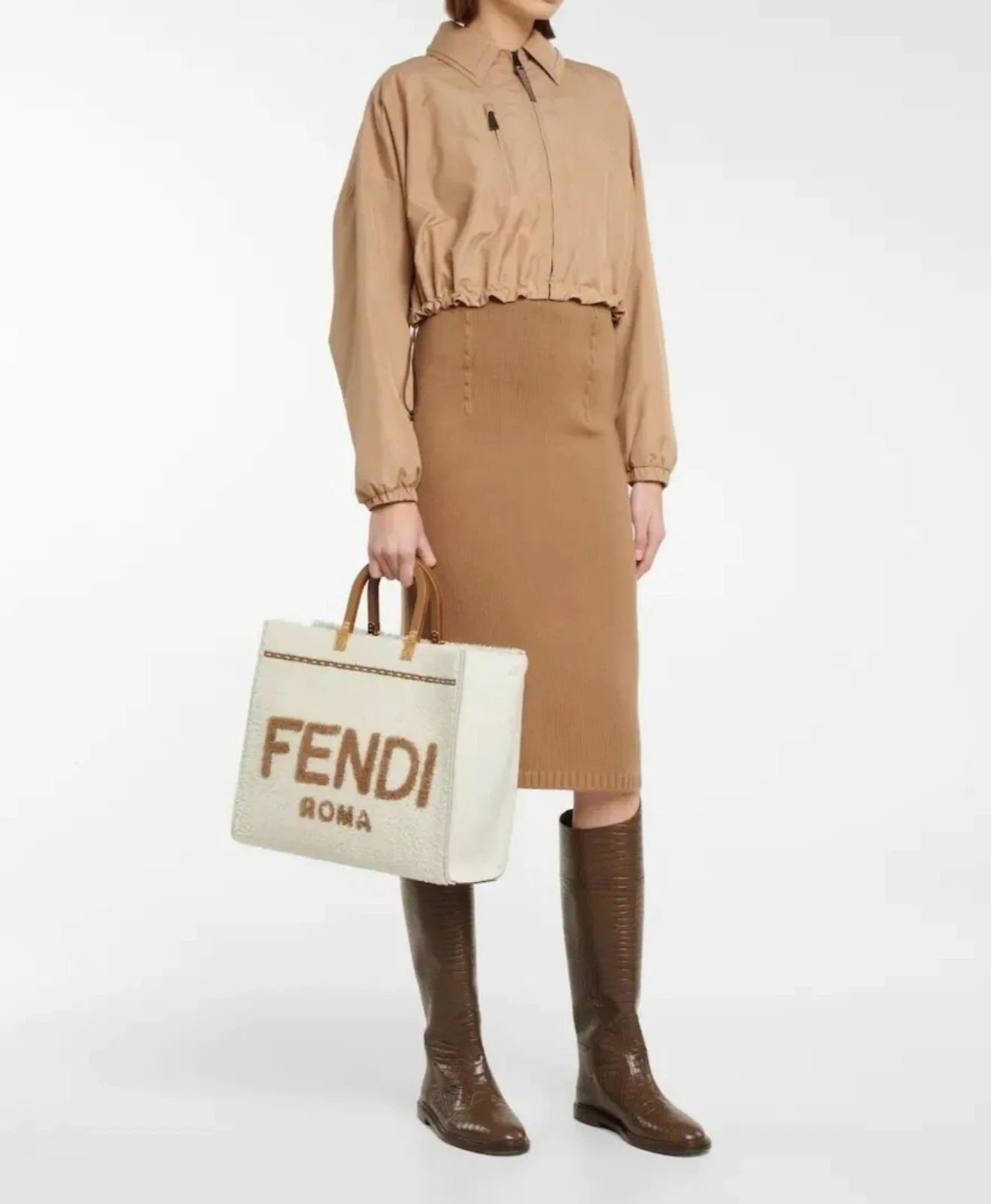 FENDI SHEARLING SUNSHINE TOTE MEDIUM BAG (LIMITED EDITION)