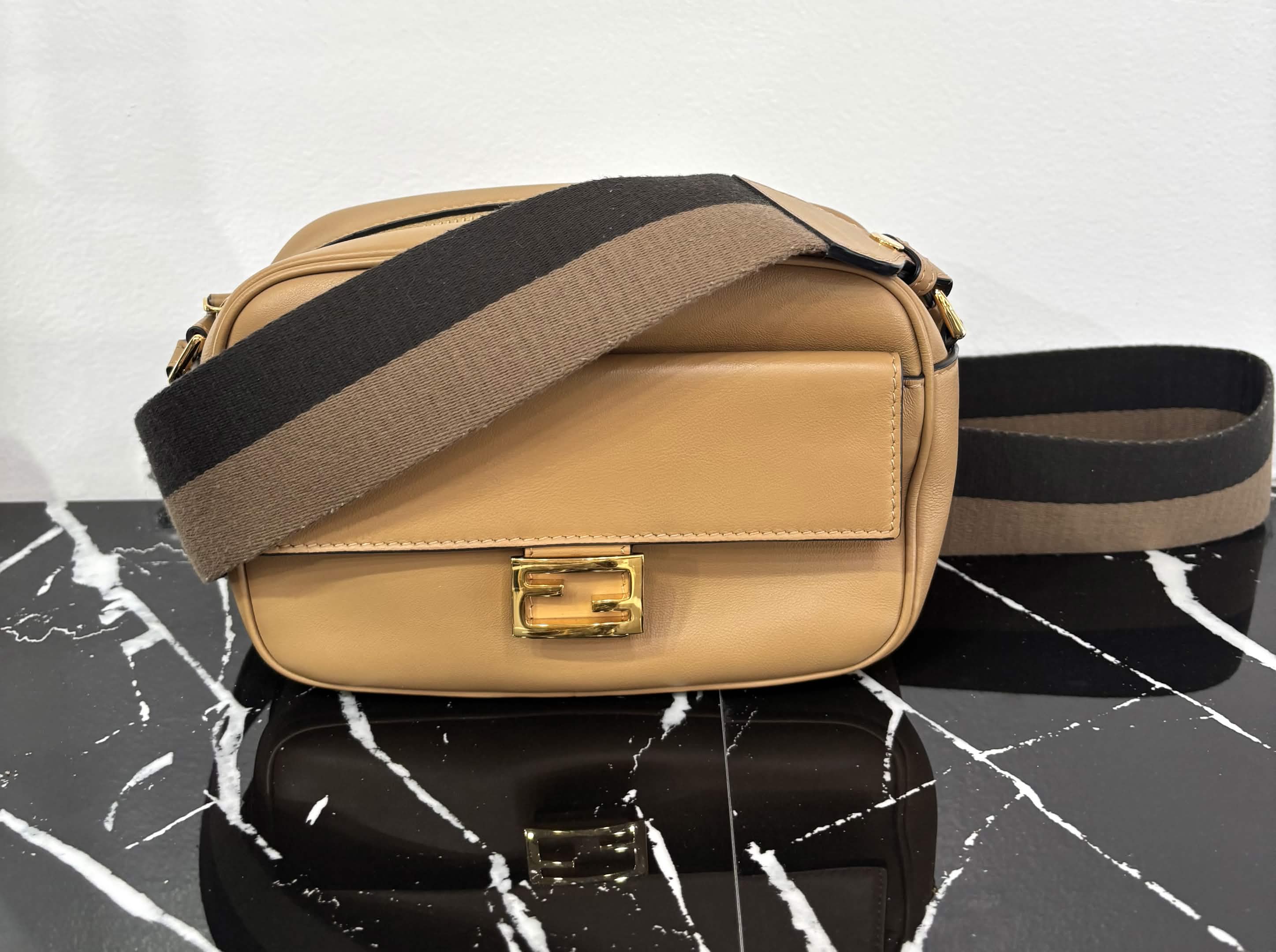 FENDI BAGUETTE CALFSKIN LEATHER SHOULDER BAG