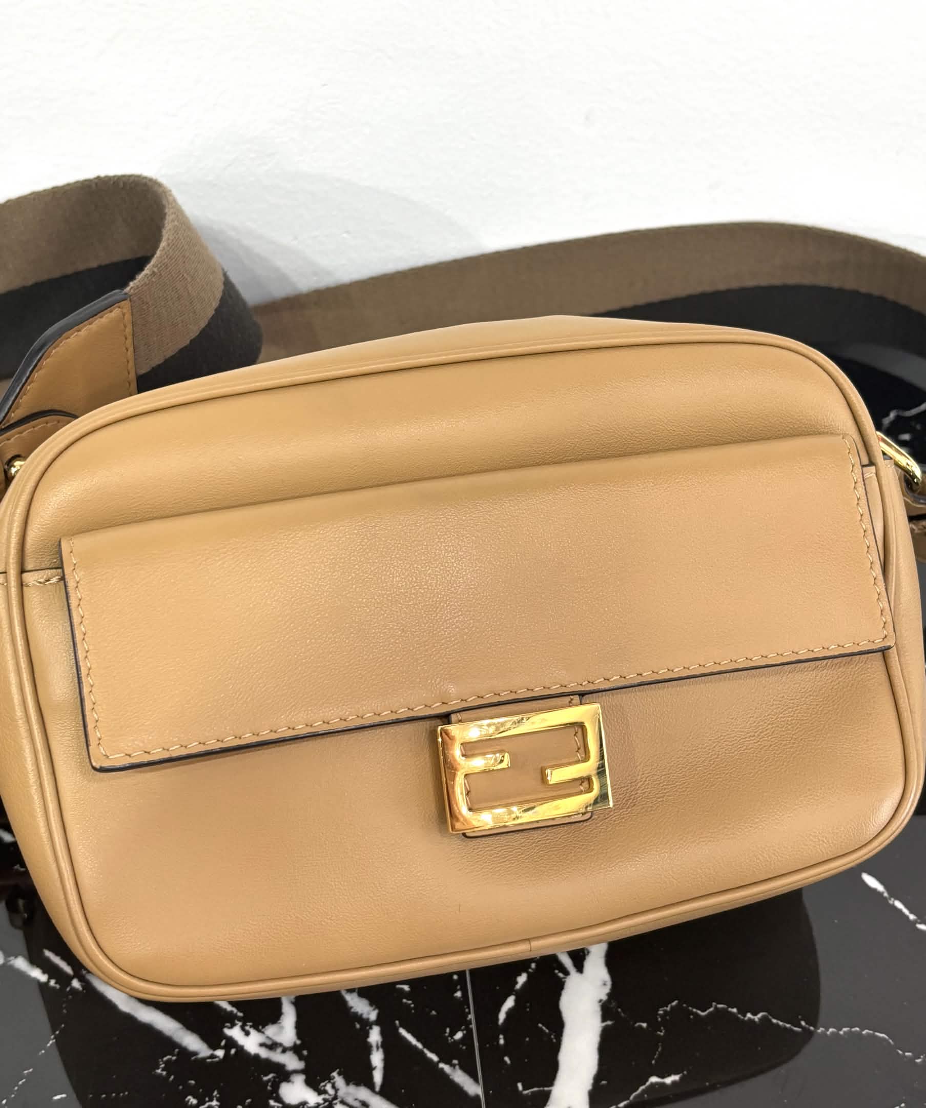 FENDI BAGUETTE CALFSKIN LEATHER SHOULDER BAG