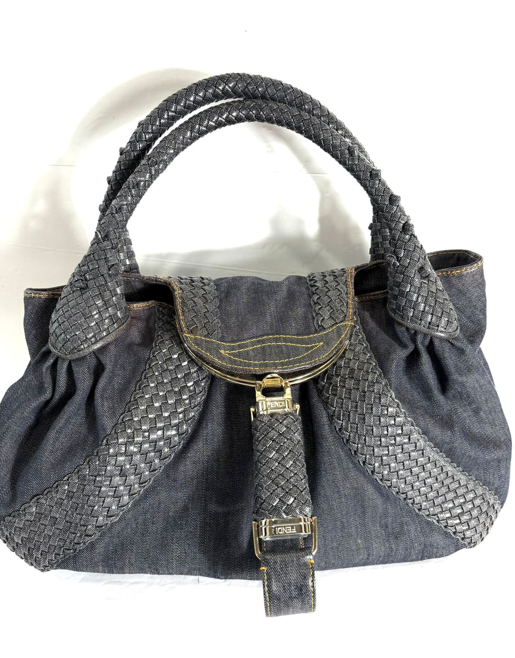 FENDI DENIM & LEATHER  SPY BAG