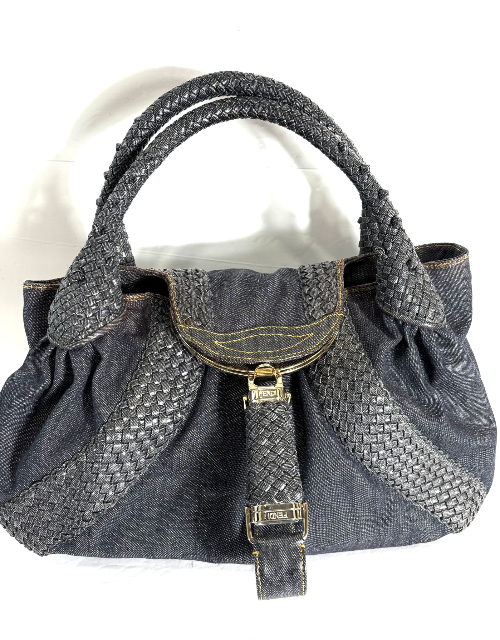 FENDI DENIM & LEATHER  SPY BAG