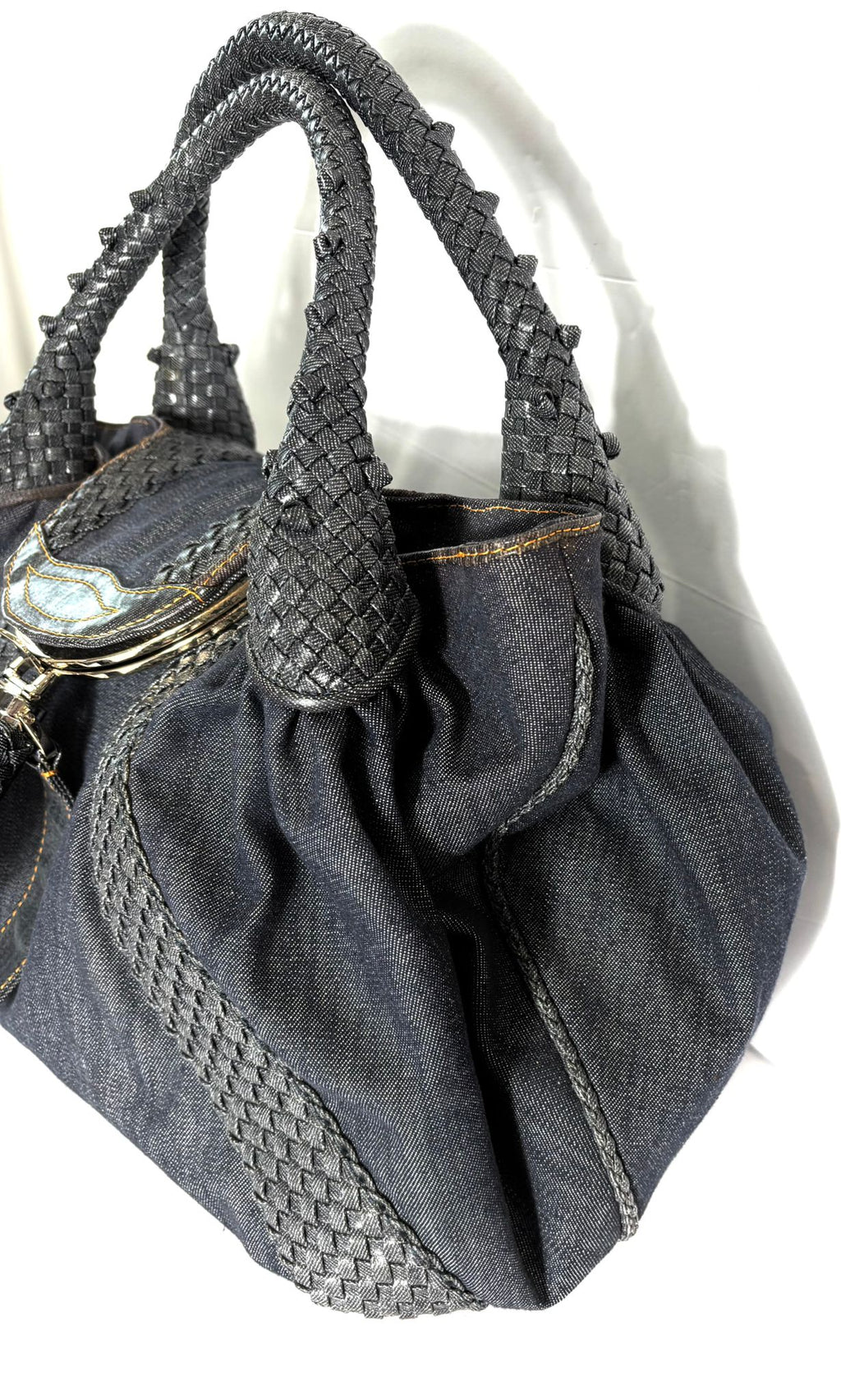 FENDI DENIM & LEATHER  SPY BAG