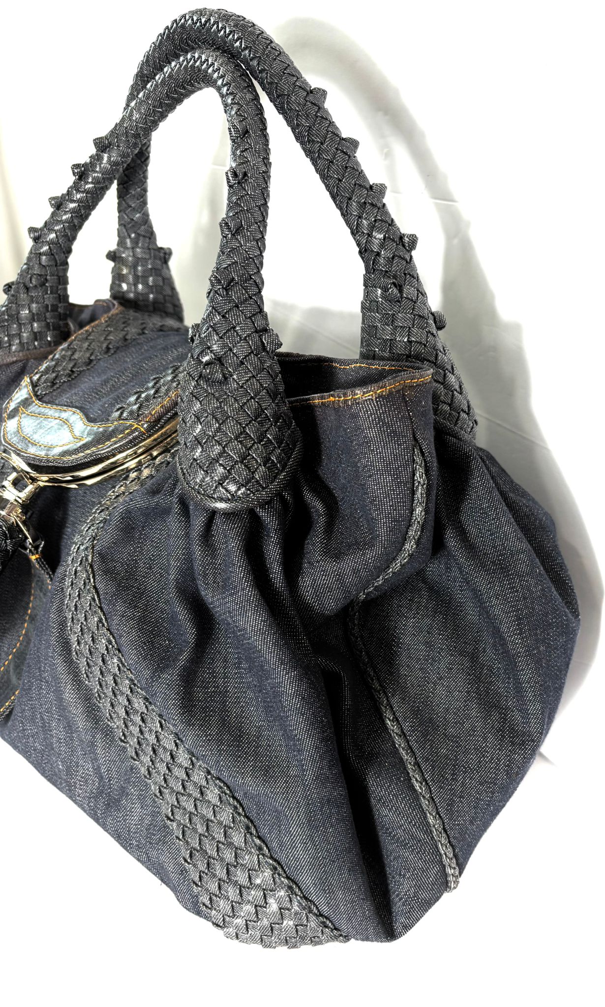 FENDI DENIM & LEATHER  SPY BAG