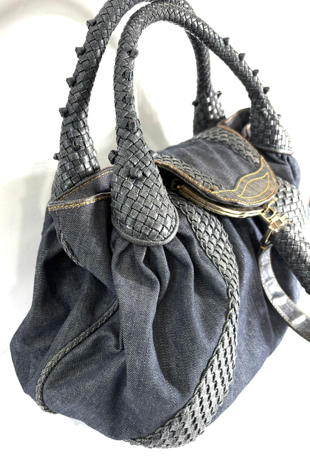 FENDI DENIM & LEATHER  SPY BAG