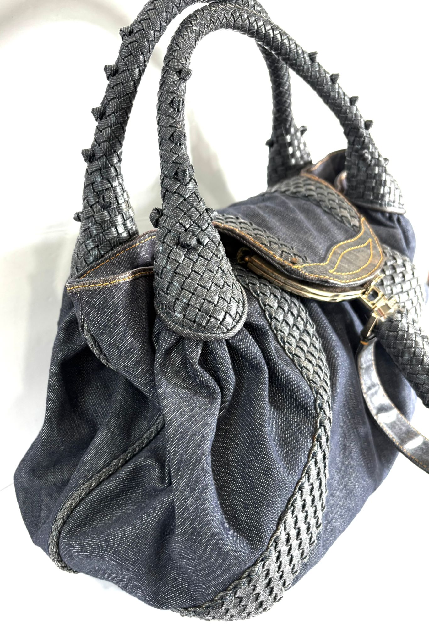 FENDI DENIM & LEATHER  SPY BAG