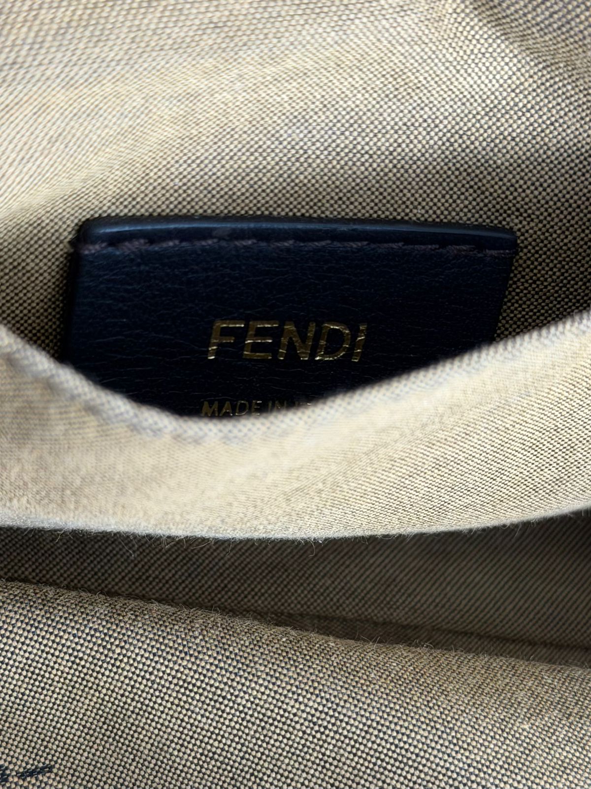 FENDI INTRECCIO MACRAME CANVAS SHELL CLUTCH BAG