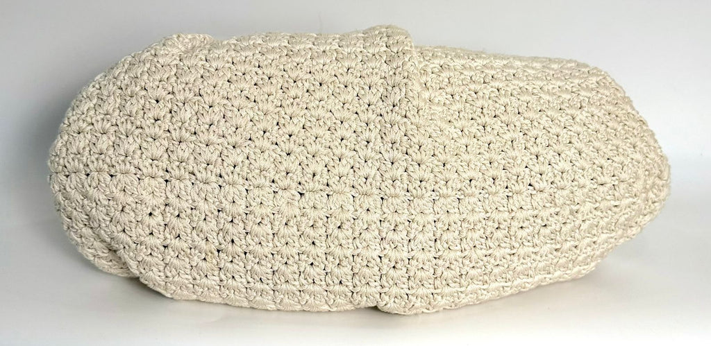 FENDI INTRECCIO MACRAME CANVAS SHELL CLUTCH BAG