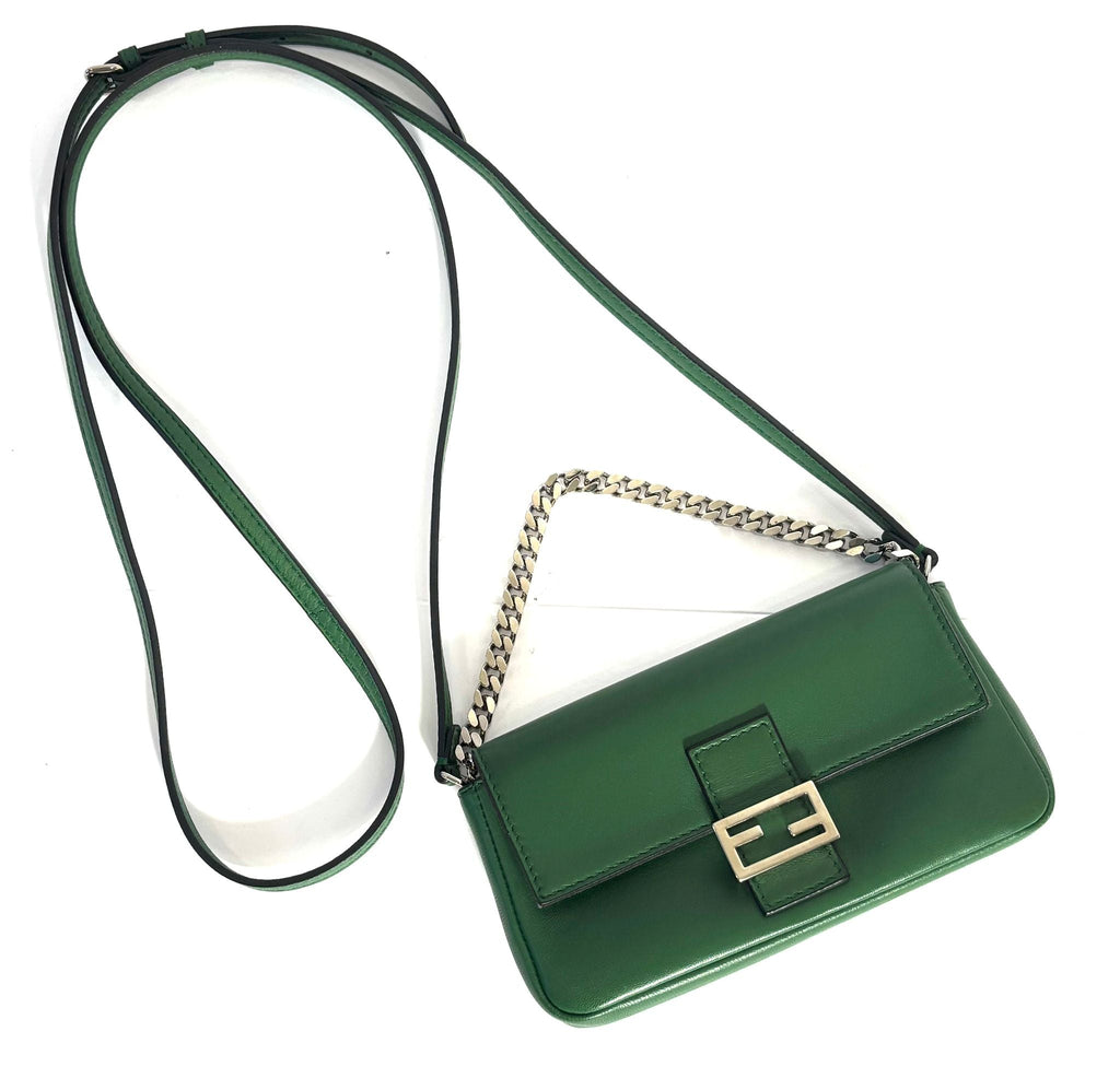 FENDI NAPPA LEATHER MICRO BAGUETTE SHOULDER BAG