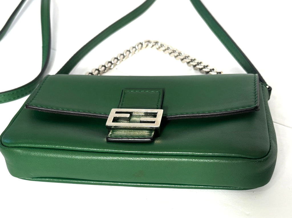 FENDI NAPPA LEATHER MICRO BAGUETTE SHOULDER BAG