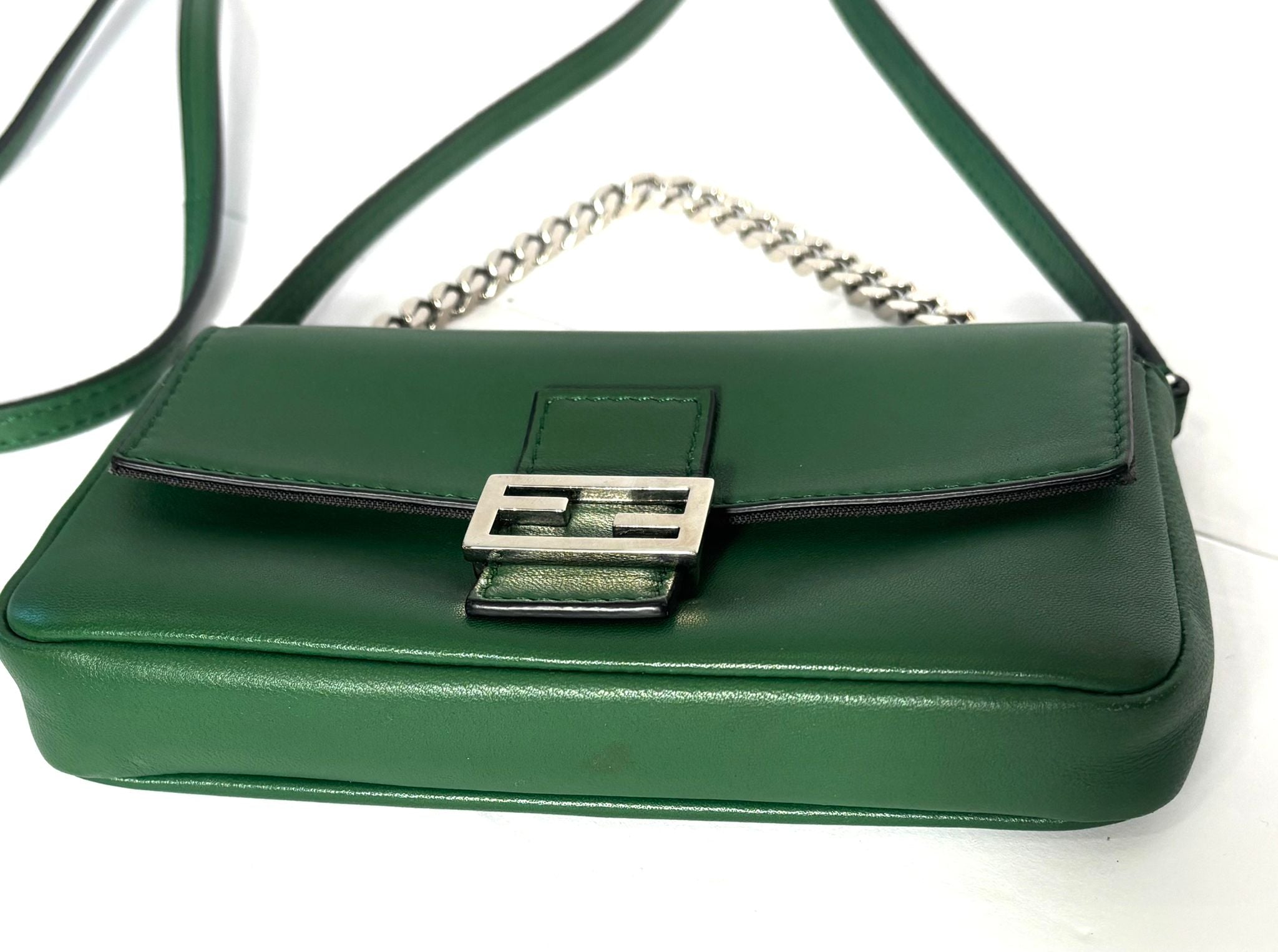 FENDI NAPPA LEATHER MICRO BAGUETTE SHOULDER BAG