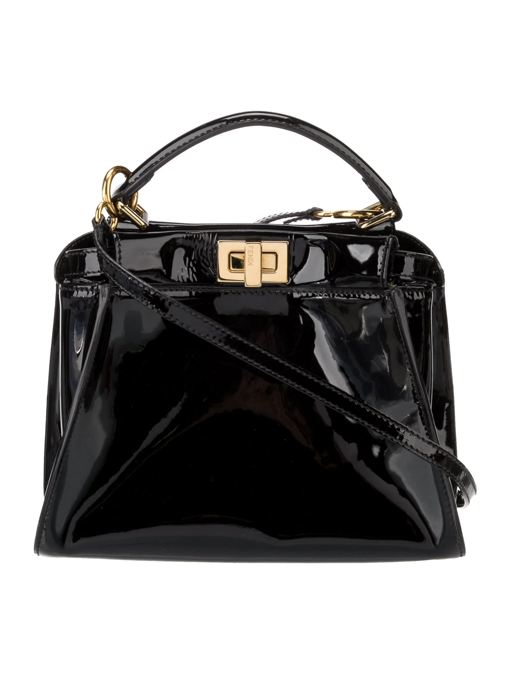 FENDI PATENT LEATHER PEEKABOO MINI TOTE BAG