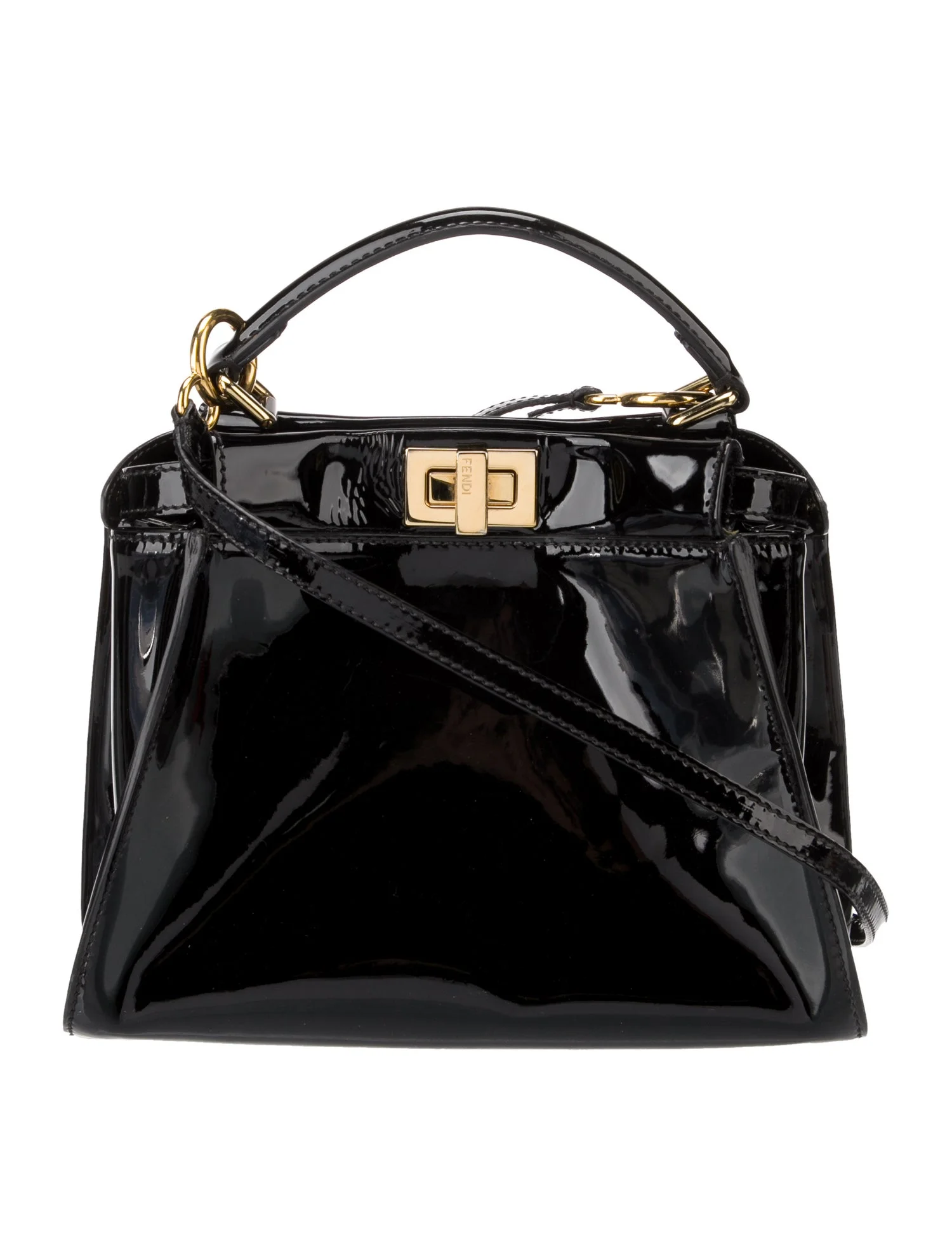FENDI PATENT LEATHER PEEKABOO MINI TOTE BAG