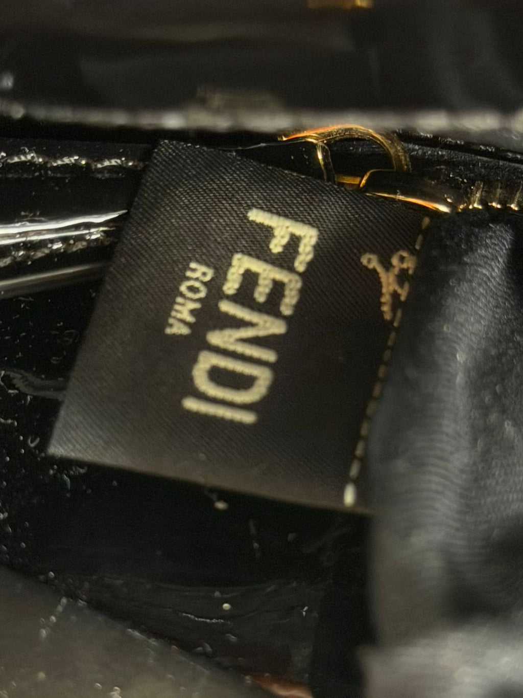 FENDI PATENT LEATHER PEEKABOO MINI TOTE BAG