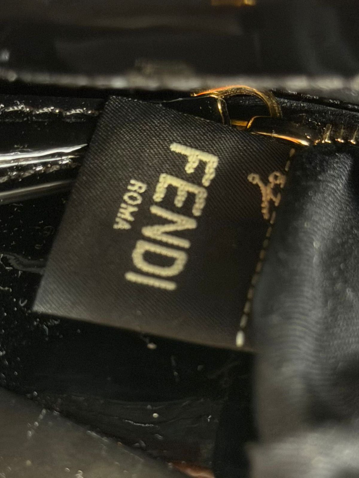 FENDI PATENT LEATHER PEEKABOO MINI TOTE BAG