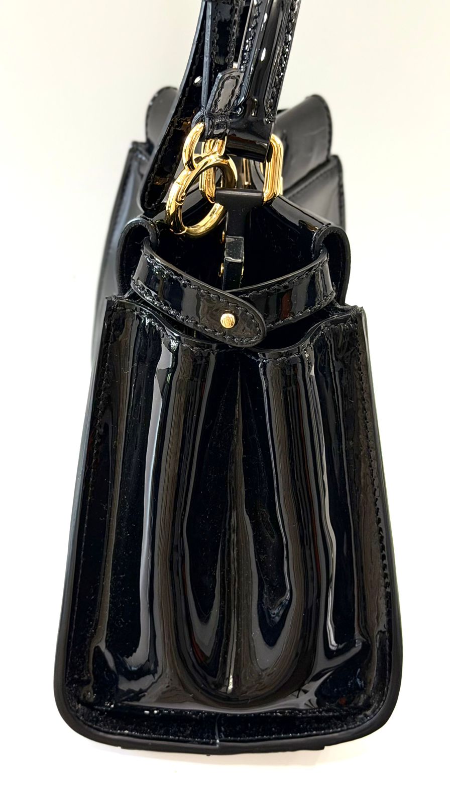 FENDI PATENT LEATHER PEEKABOO MINI TOTE BAG