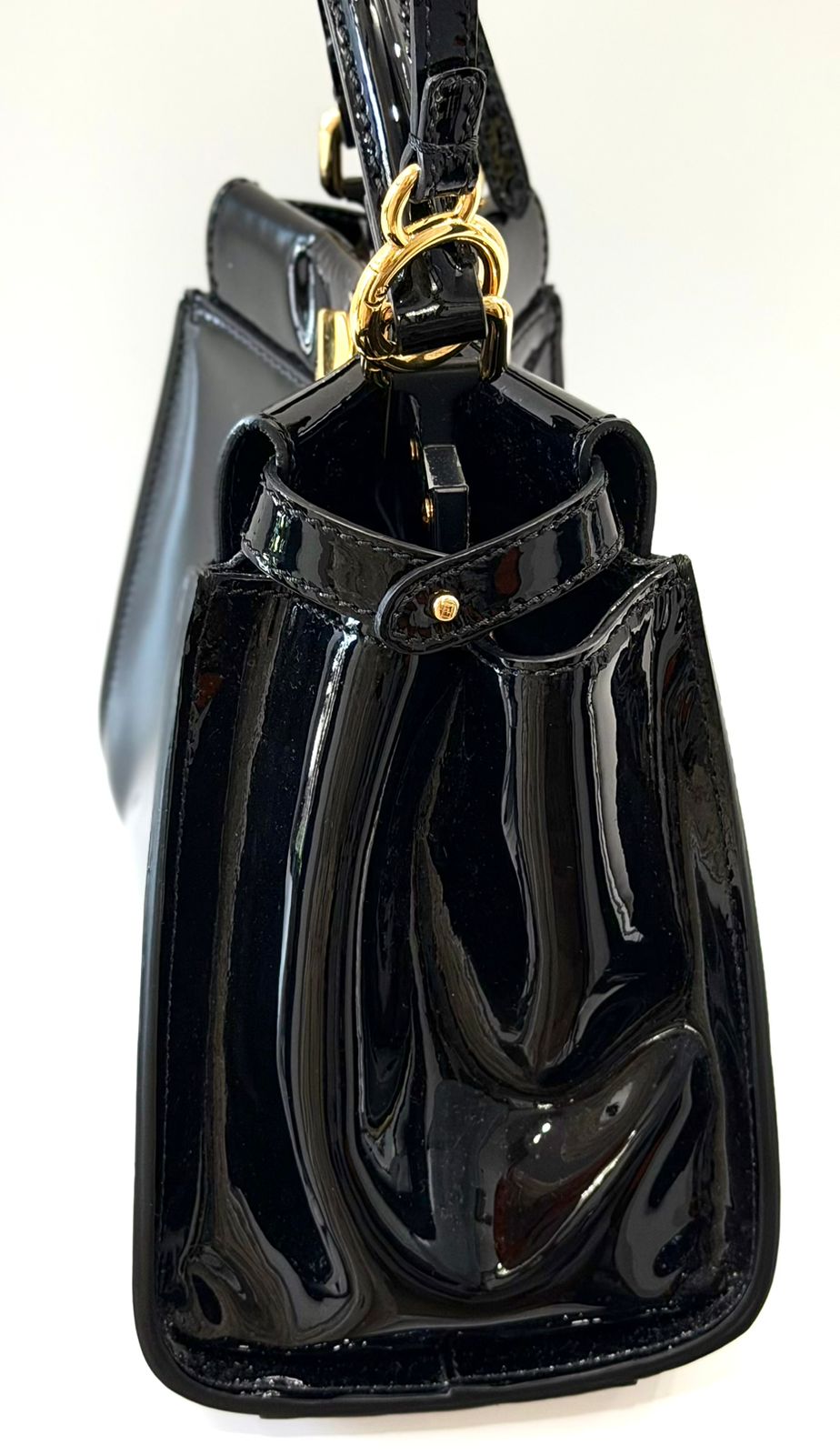 FENDI PATENT LEATHER PEEKABOO MINI TOTE BAG