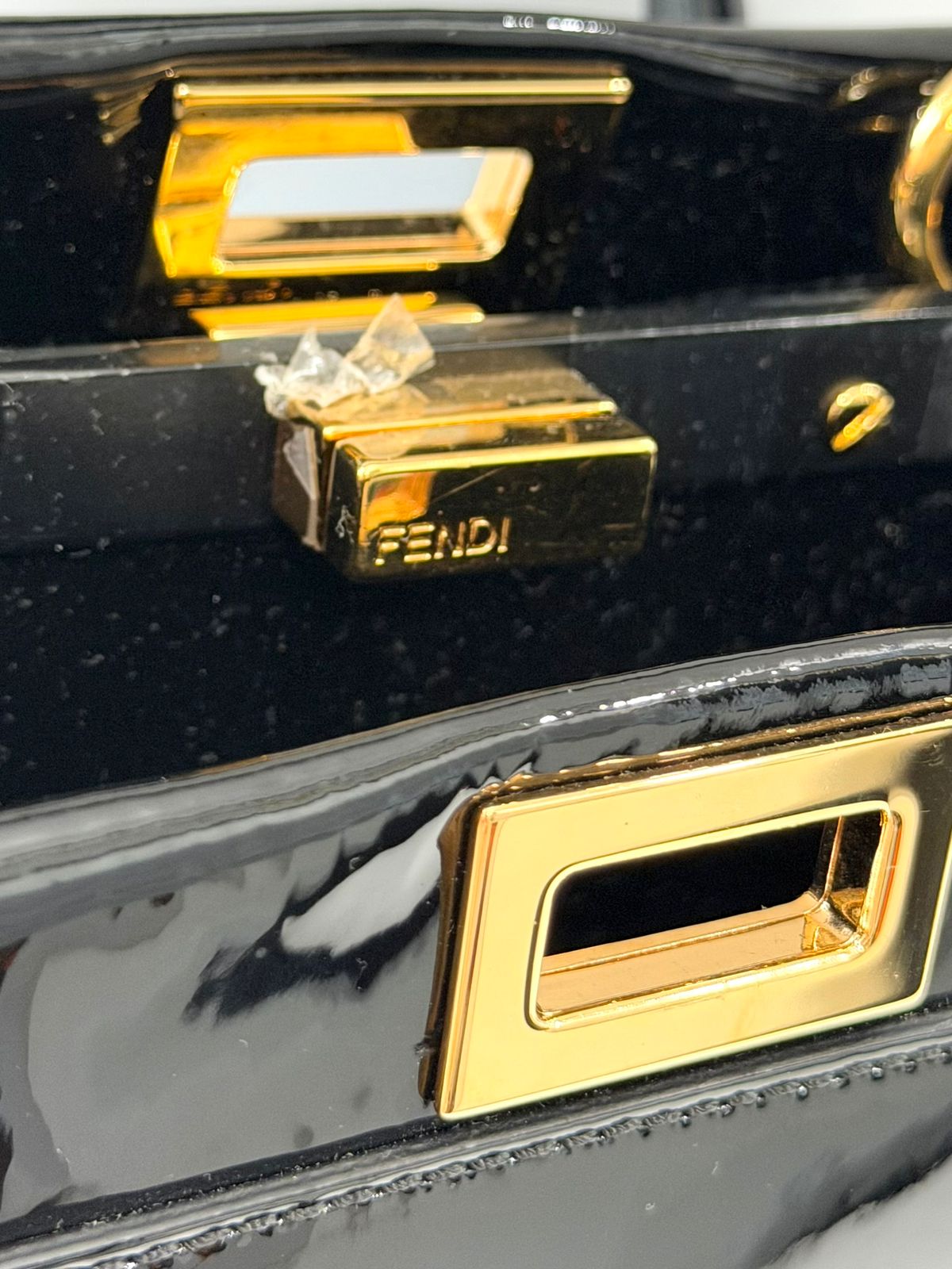 FENDI PATENT LEATHER PEEKABOO MINI TOTE BAG