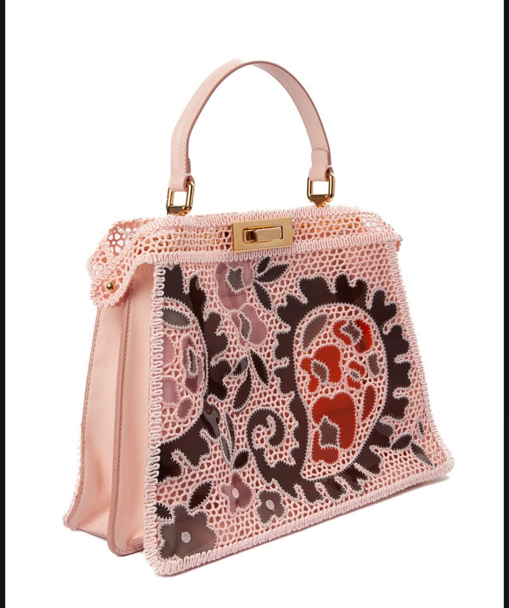 FENDI PEEKABOO ISEEU MEDIUM TRAFORATA ROSA BAG