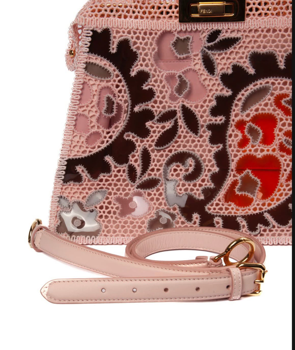 FENDI PEEKABOO ISEEU MEDIUM TRAFORATA ROSA BAG