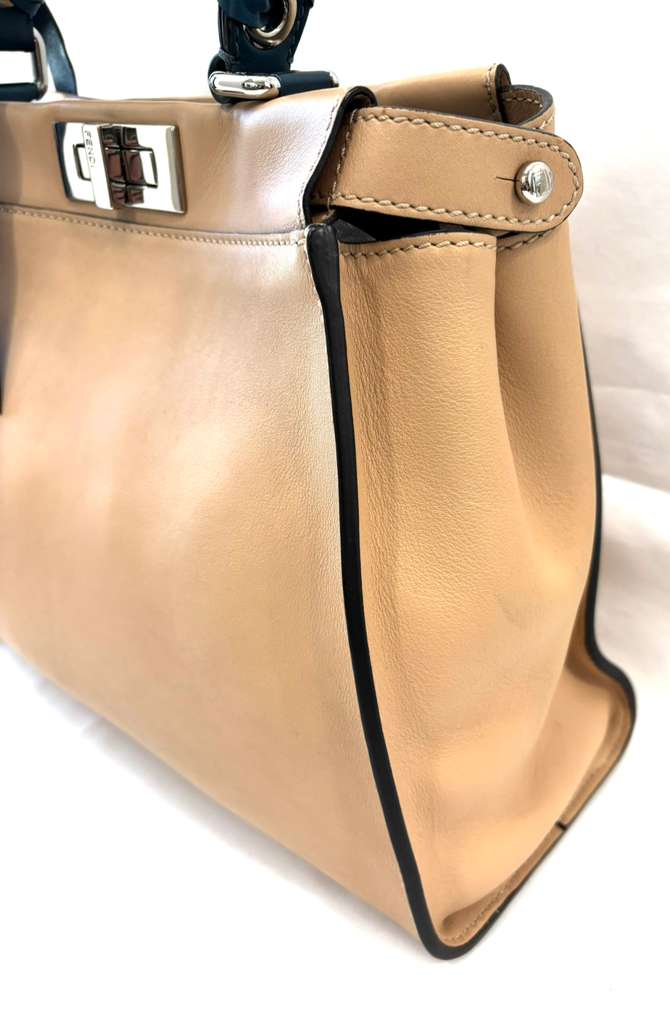 FENDI PEEKABOO RIBBON SATCHEL CUOIO CALFSKIN LEATHER BAG