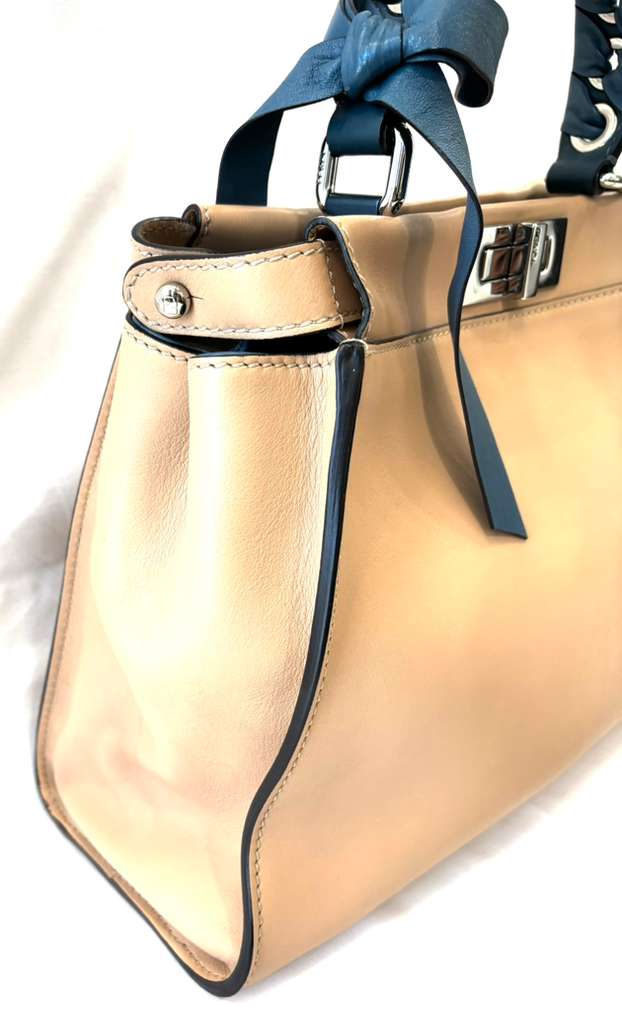 FENDI PEEKABOO RIBBON SATCHEL CUOIO CALFSKIN LEATHER BAG