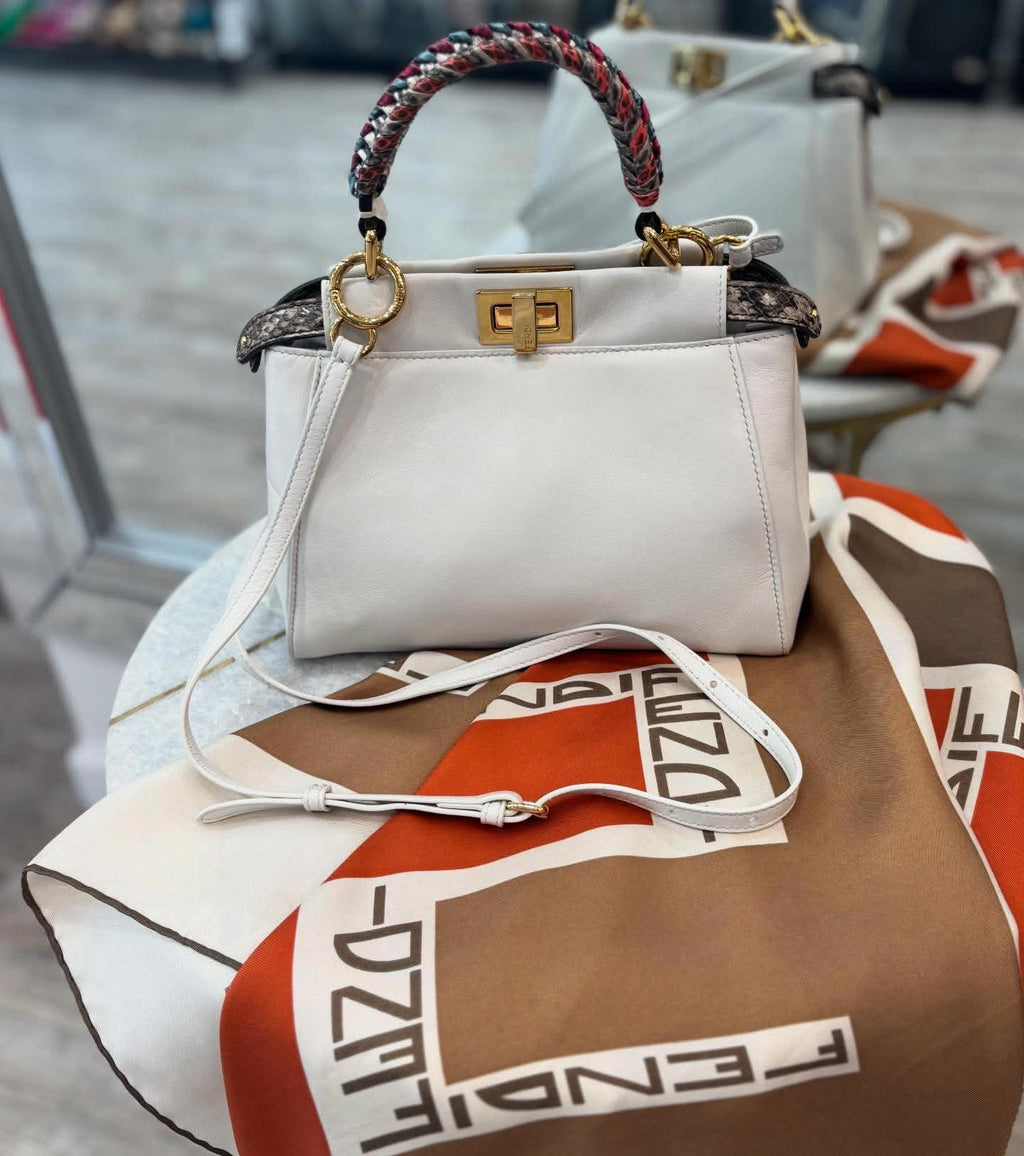 FENDI PEEKABOO CALFSKIN LEATHER SMALL HANDBAG