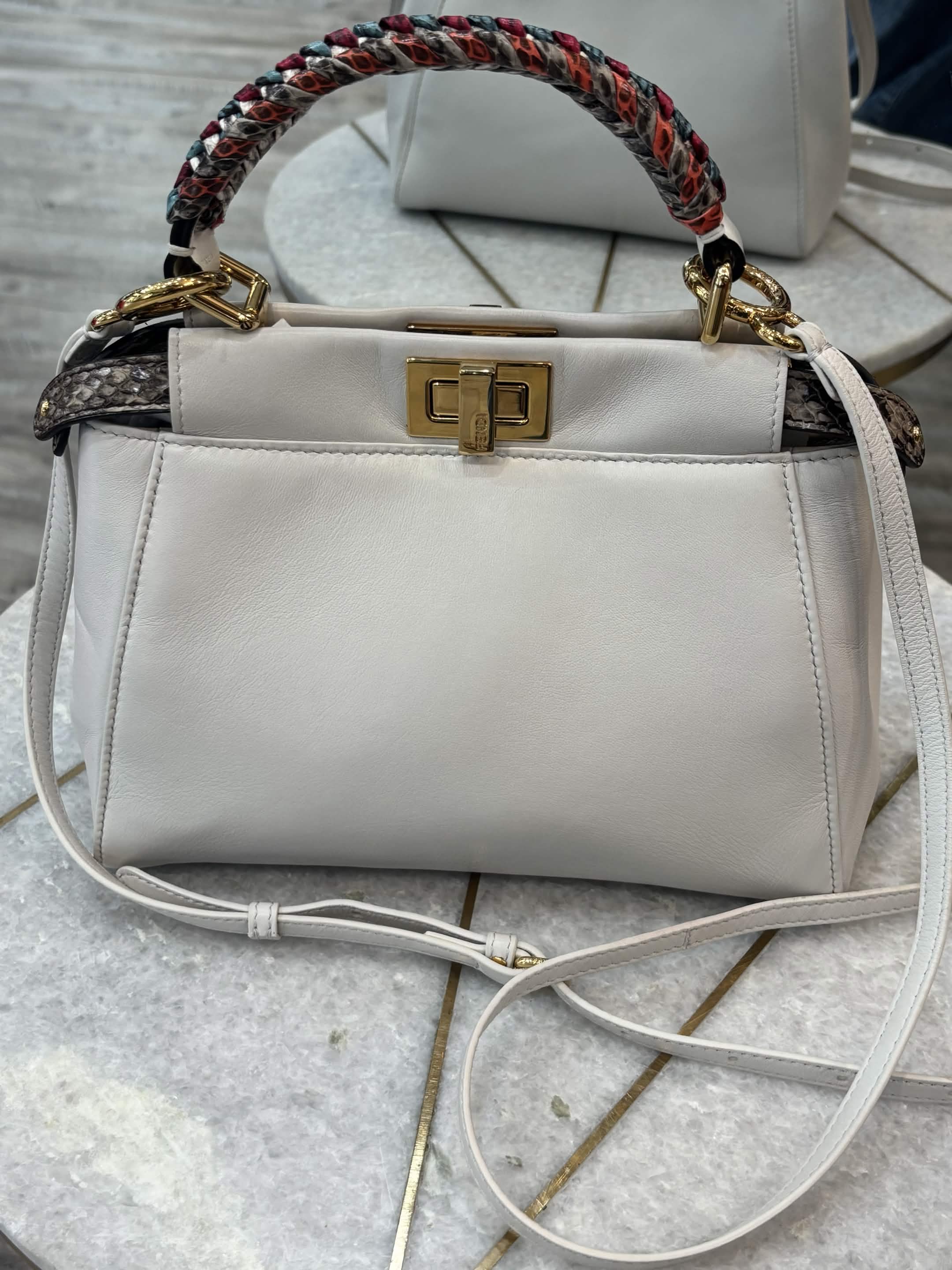 FENDI PEEKABOO CALFSKIN LEATHER SMALL HANDBAG