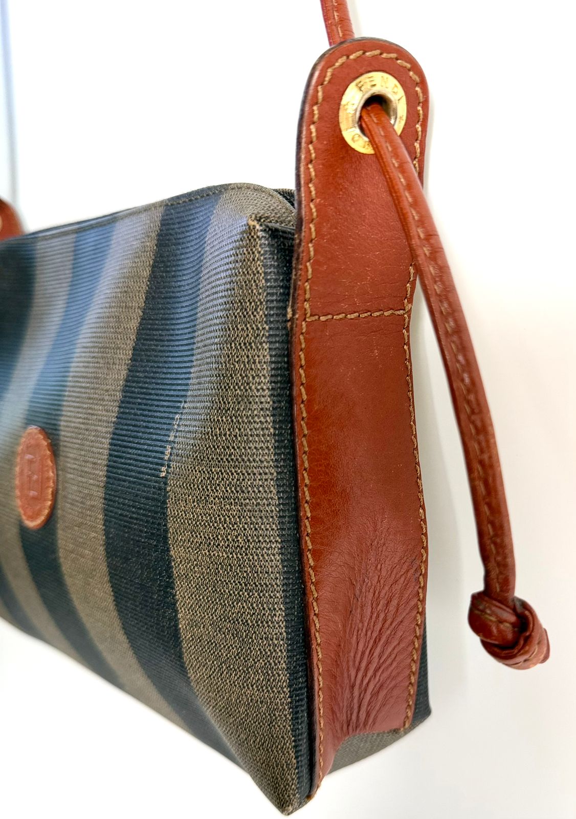 FENDI ROMA PEQUIN STRIPE SHOULDER BAG