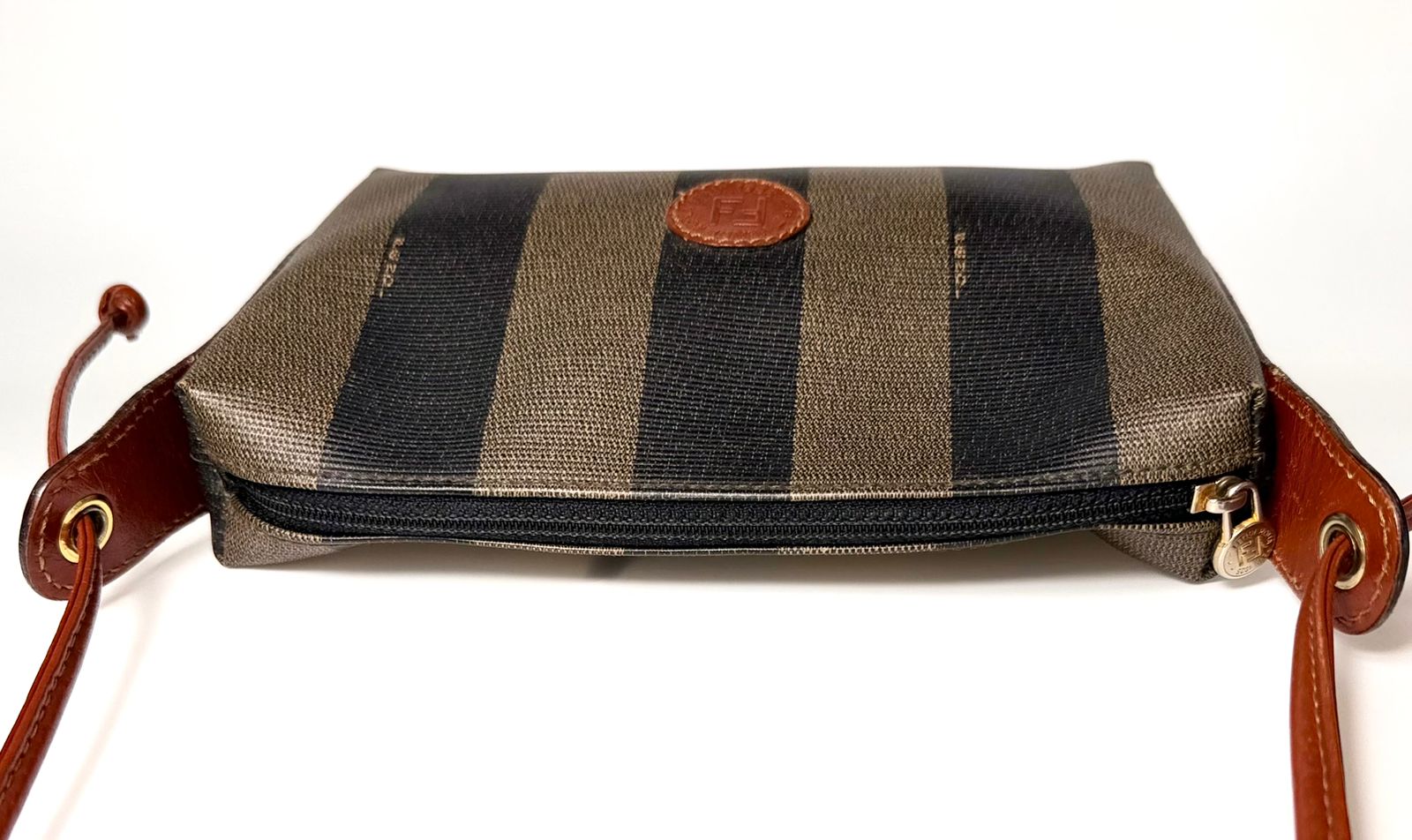FENDI ROMA PEQUIN STRIPE SHOULDER BAG