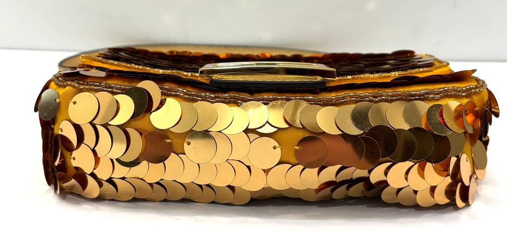 FENDI SATIN SEQUIN MINI BAGUETTE 1997 GOLD HANDBAG