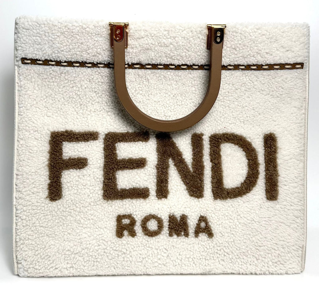 FENDI SHEARLING SUNSHINE TOTE MEDIUM BAG (LIMITED EDITION)