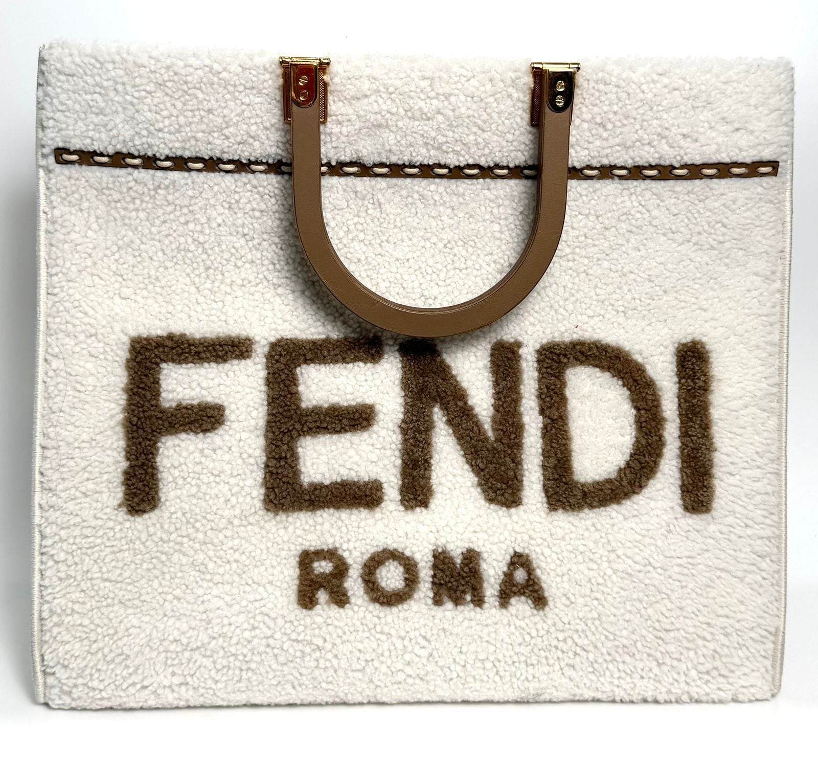 FENDI SHEARLING SUNSHINE TOTE MEDIUM BAG (LIMITED EDITION)