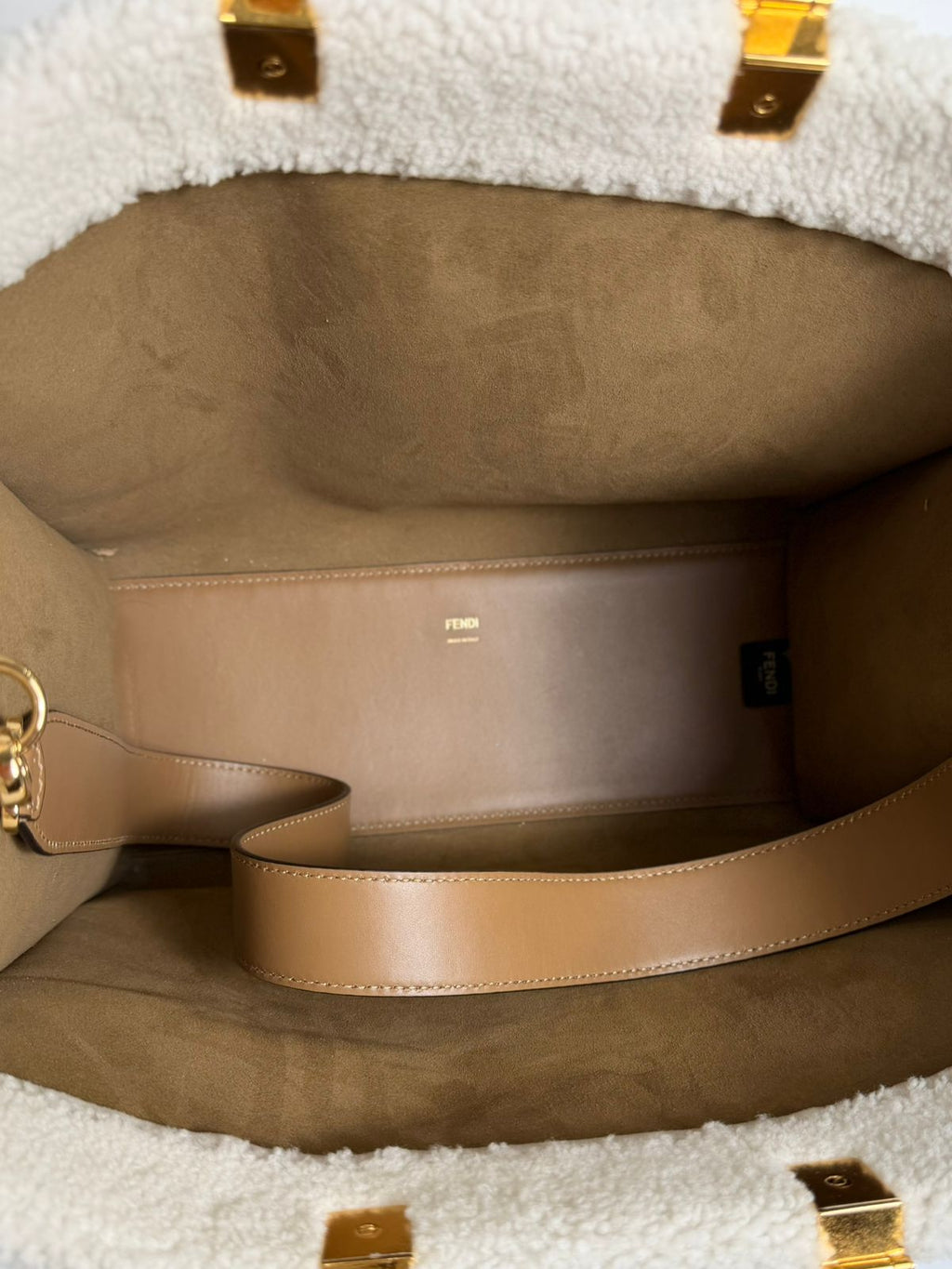 FENDI SHEARLING SUNSHINE TOTE MEDIUM BAG (LIMITED EDITION)