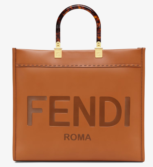 FENDI SUNSHINE CALFSKIN LEATHER MEDIUM TOTE BAG